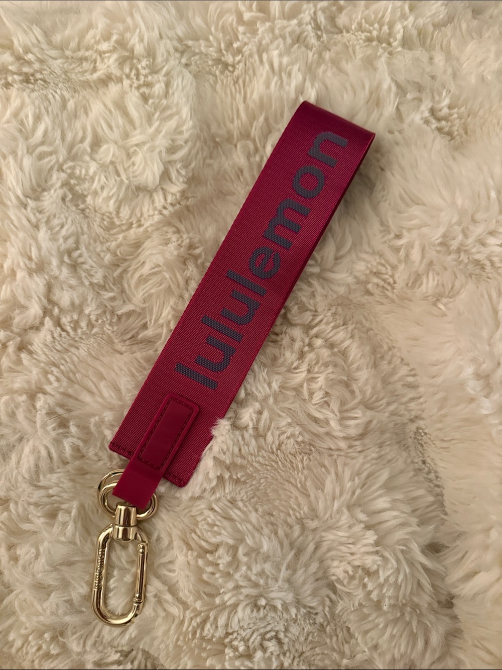 lululemon athletica Magenta Wristlet Key Strap with Gold Hardware
